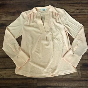 Calvin Klein Peach Relaxed Blouse with Mandarin Collar Womens Small Career EUC
